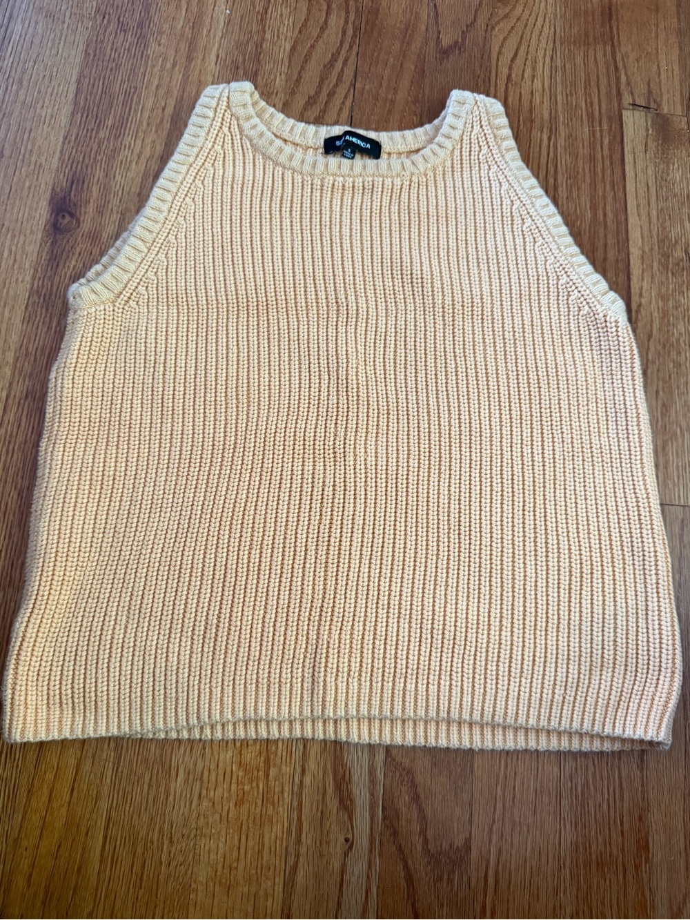 525 America sweater sleeveless vest shirt top Small Ribbed Knit Tank Pale Peach